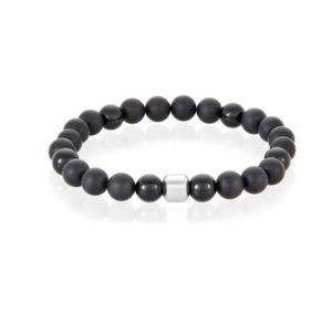ADORNIA Onyx and Silver Beaded Bracelet